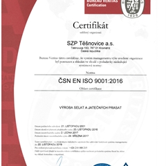 Certifikát SZP Těšnovice a.s.